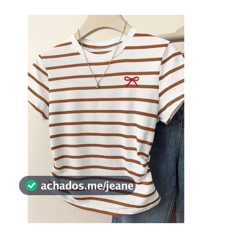 T-Shirt Feminina  100 % Algodão Gola  Alta Com Bordado