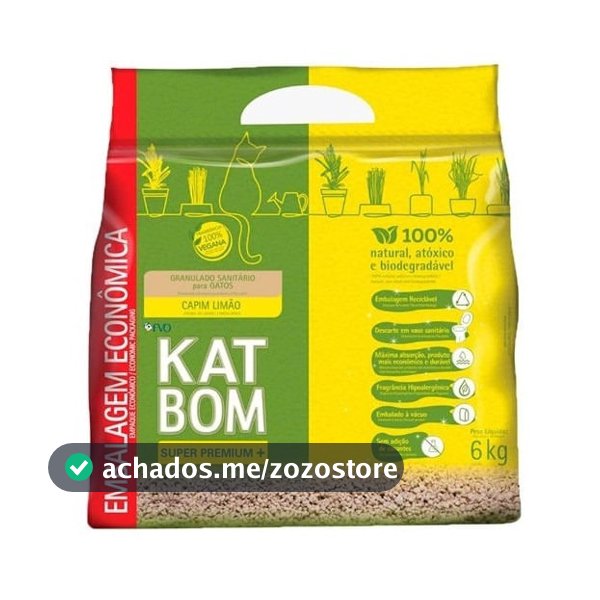 Granulado Sanitário Katbom Capim Limão Econômico para Gatos - 6kg