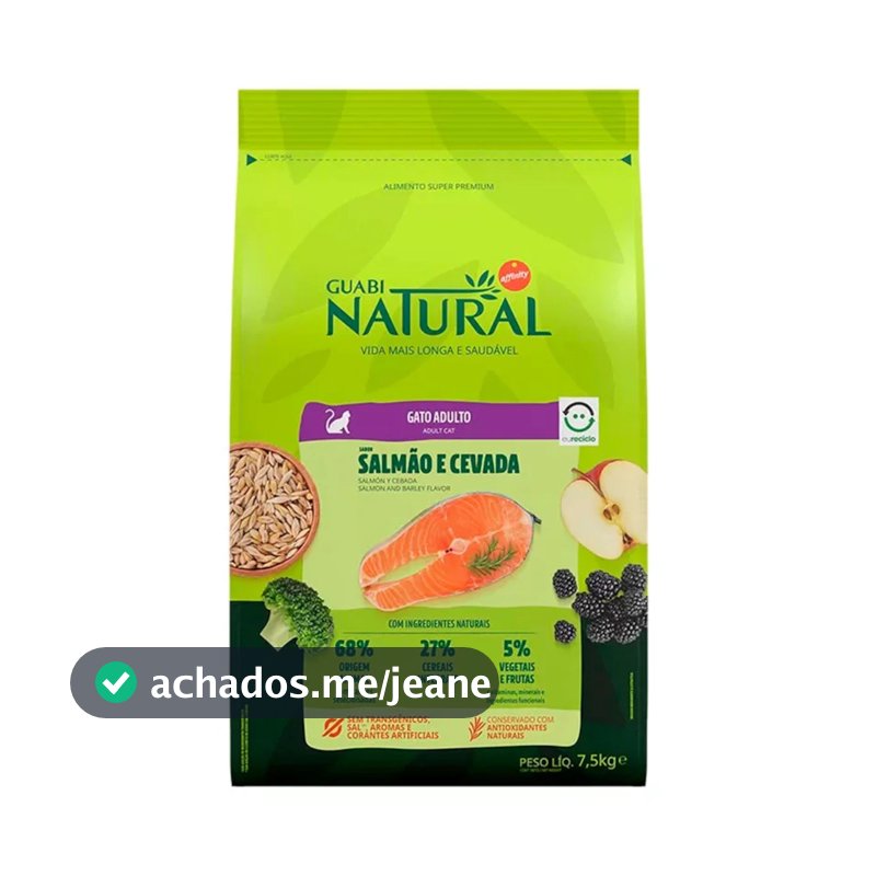 Ração Guabi Natural Gatos Adultos Salmão e Cevada 7,5kg