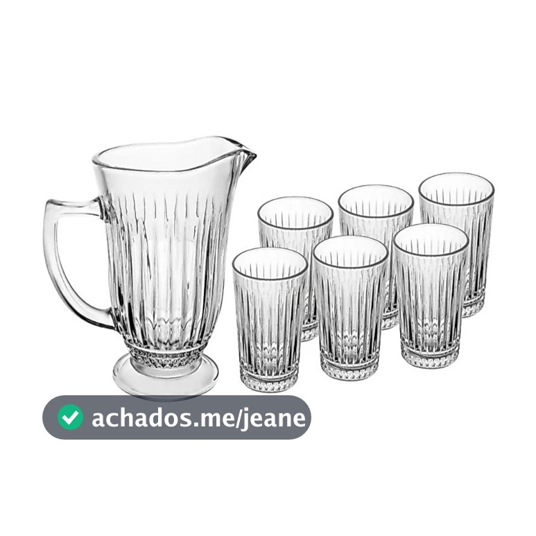 Jarra Com 6 Copos Lyor Deli Diamante De Vidro 1l/300ml