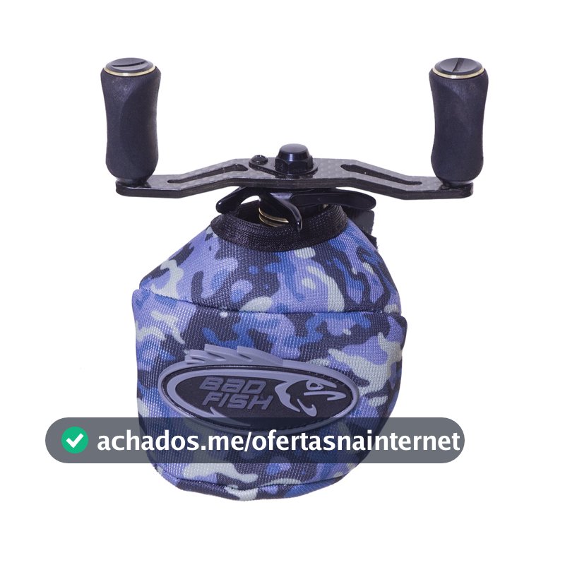 Capa Proteção para Carretilha/Molinete Esporte Pesca Bad Fish Azul Camuflado