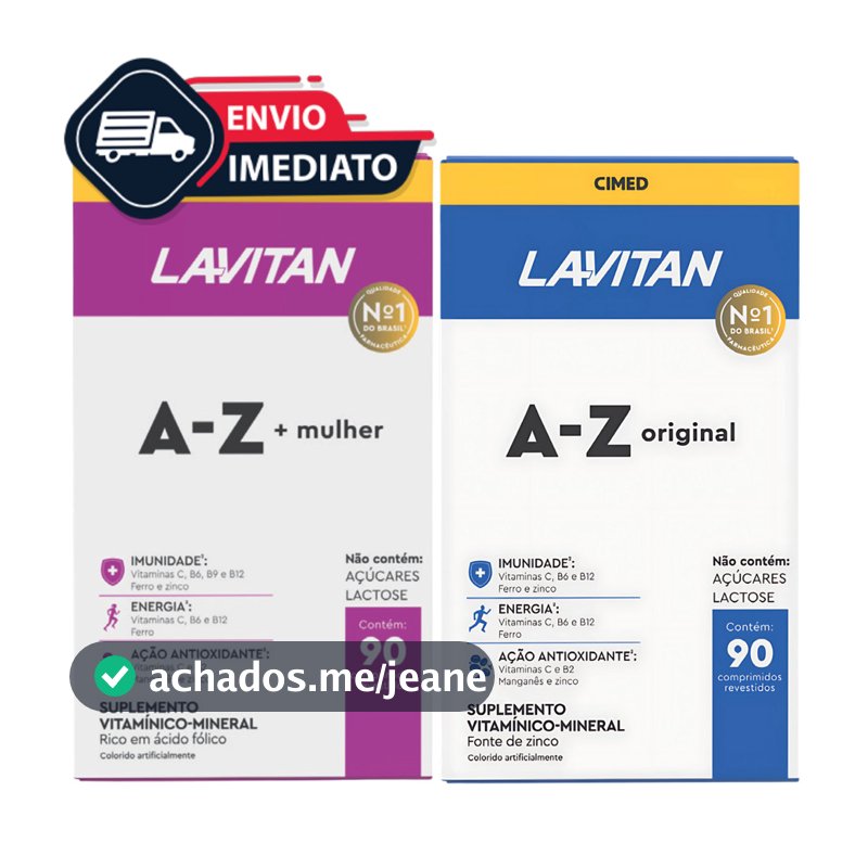 Kit Lavitan Casal AZ+ Mulher 90 cp + AZ Homem Original 90cp Multivitaminico Completo Origianl