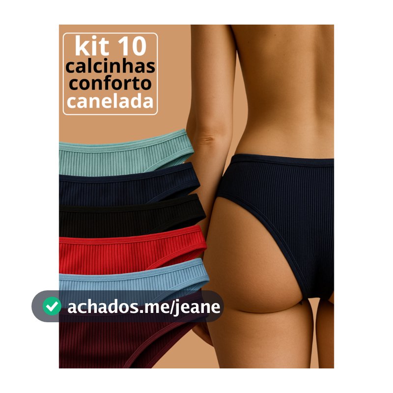 Kit 03/04/05/10 Calcinhas Conforto Caneladas Forro em Algodão Femininas | Envio Rápido