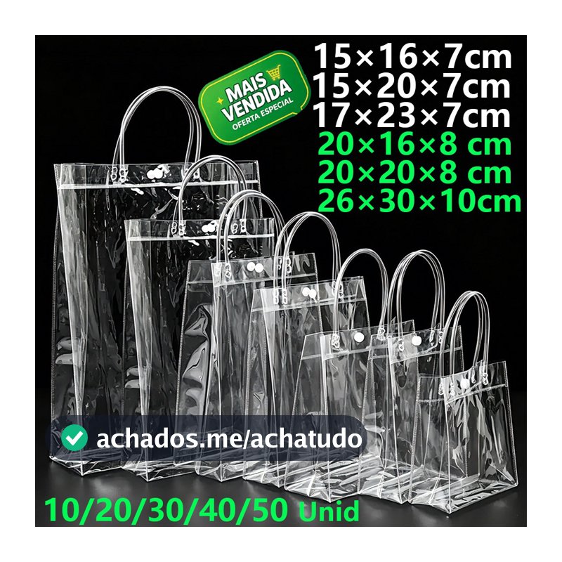 Sacola PVC transparente com alça Presentes 40/50 PCS Bolsa De Lembrança De Aniversário infantil natal Dia dos Namorados