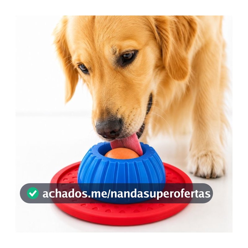 Lambedor Pet Com Ventosa Bolinha Giratória Rotativa Comedouro Lento Anti Estresse Cães Gatos