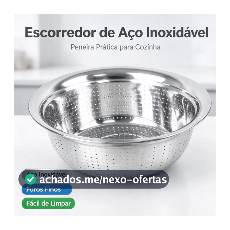 Escorredor De Arroz Inox Legumes Frutas Multiuso Cozinha Alça Coador Peneira Drenagem Inoxidável