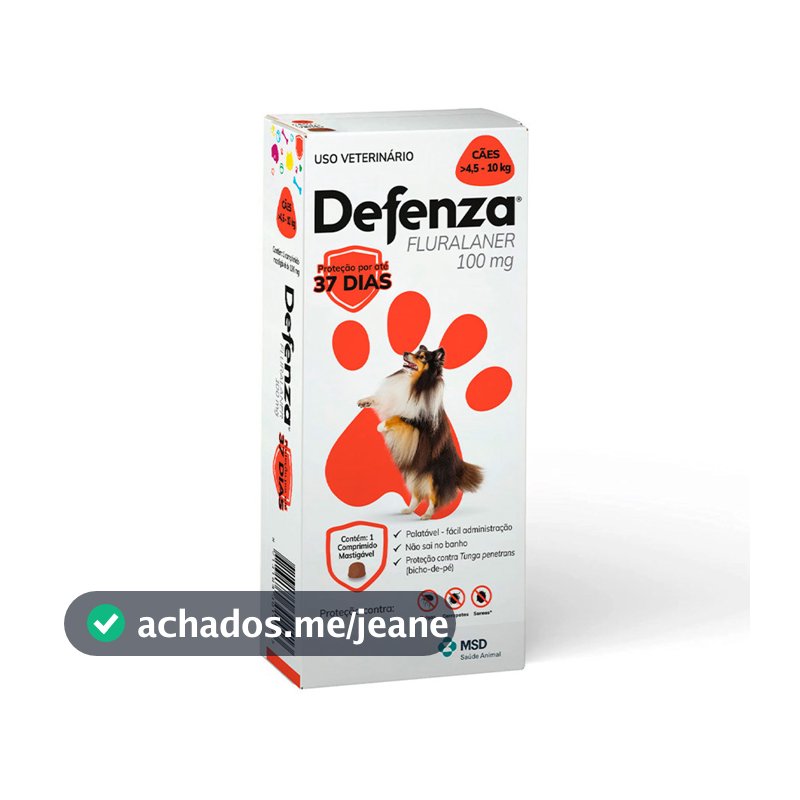 Antipulgas e Carrapatos Defenza MSD Para Cães de 4,5 a 10kg 1 Comprimido