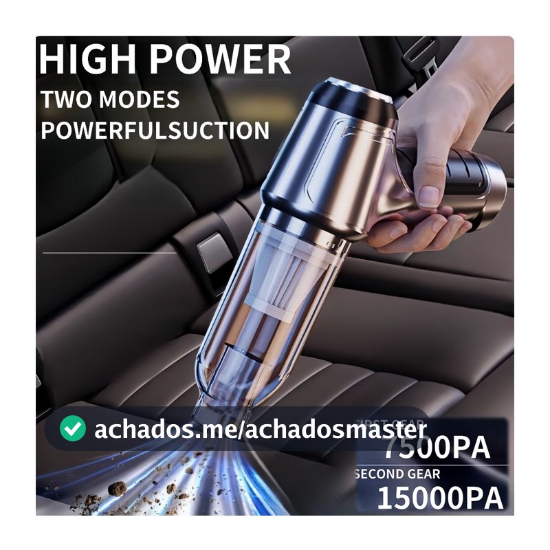 Aspirador e Soprador Portátil 5 em 1 Alta Potência e Multifuncional para Limpeza Completa para Carro