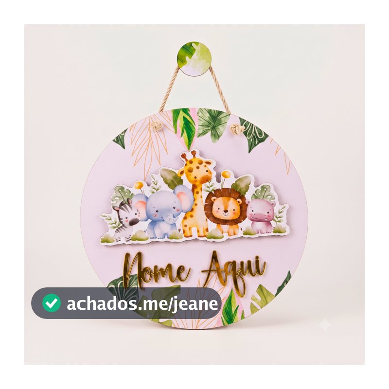 🦁 ENFEITE PORTA MATERNIDADE SAFARI PERSONALIZADO + PENDURADOR INCLUSO — DECORAÇÃO QUARTO INFANTIL MENINO🦁