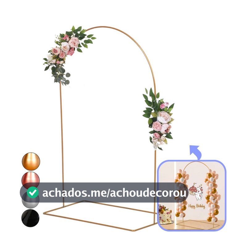 Arco De Festa Romano 60cm De Mesa Dourado Painel Decoração