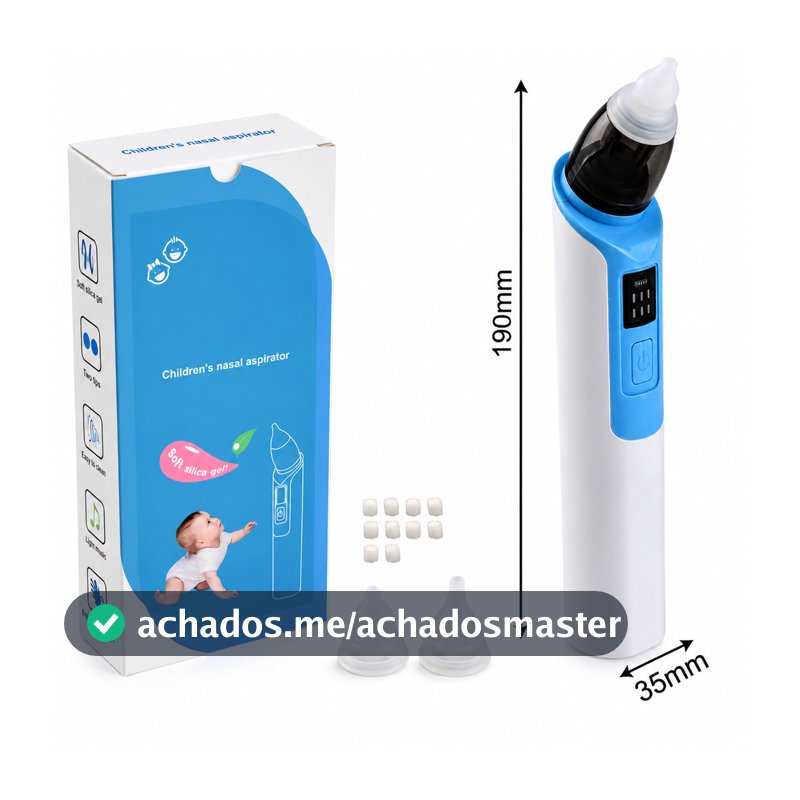Aspirador Nasal Bebê Recarregável Silicone Macio Limpeza Nasal Infantil Portátil USB