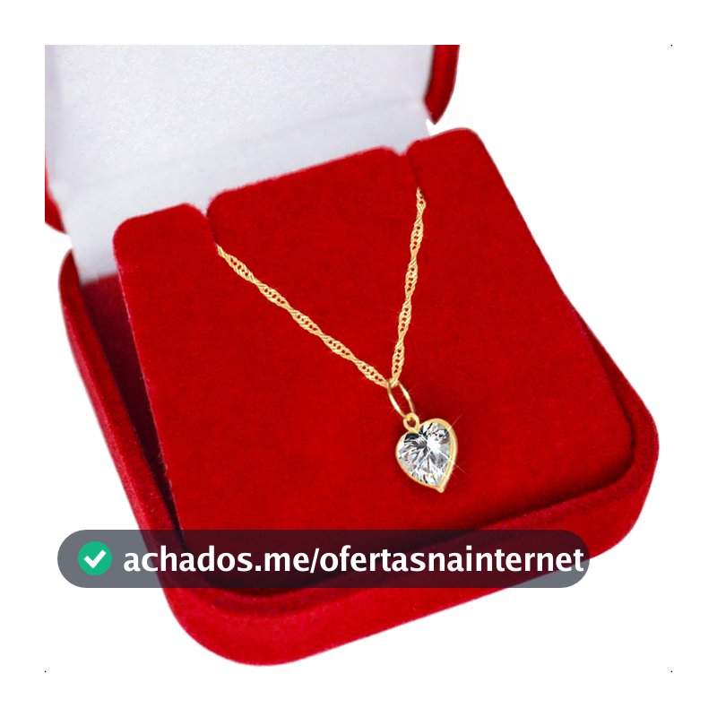 Cordão Feminino Ouro 18k Ponto De Luz Coração 6mm