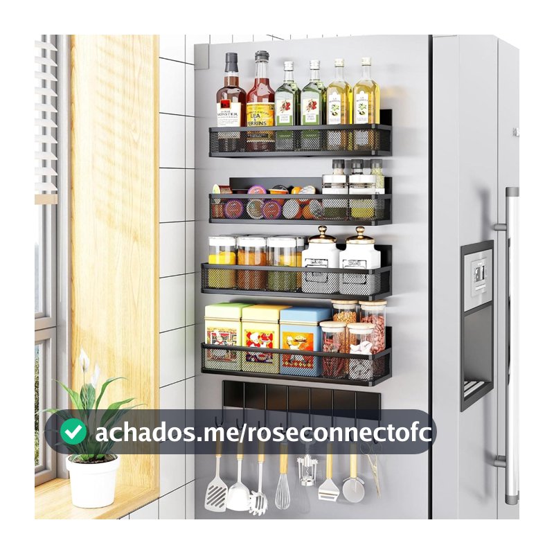 Kit Suporte Magnético Organizador Multiuso com Prateleiras em Aço Carbono