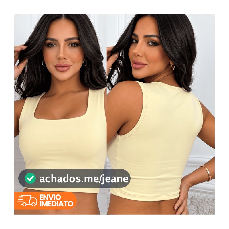 Blusinha Cropped Feminina Top Justinho Decote Reto Alça Larga Básica Lisa Casual Verão