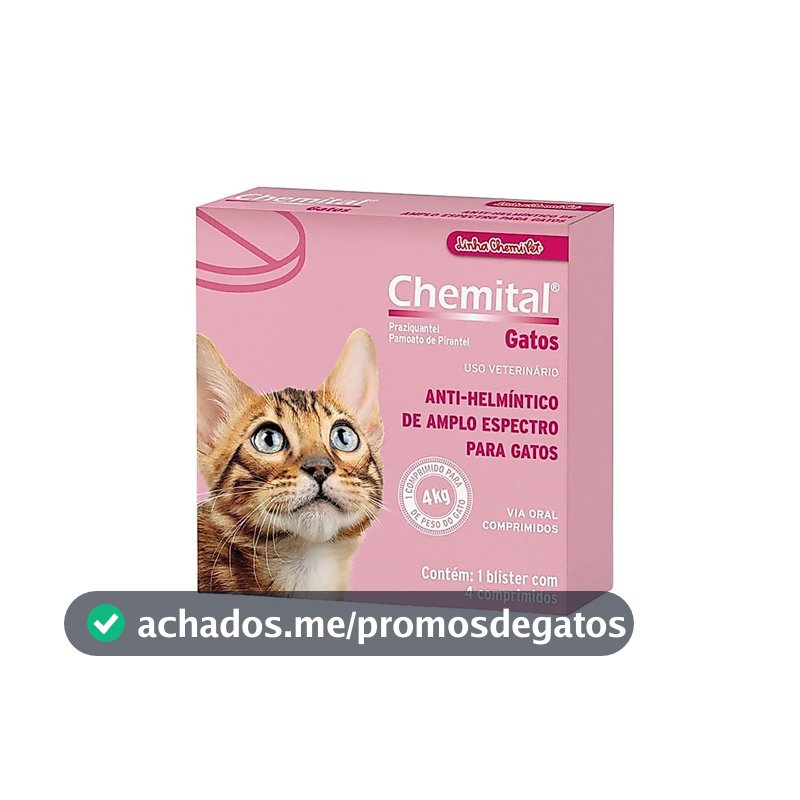 Vermífugo Chemital Chemitec Para Gatos  Embalagem Com 4 Comp
