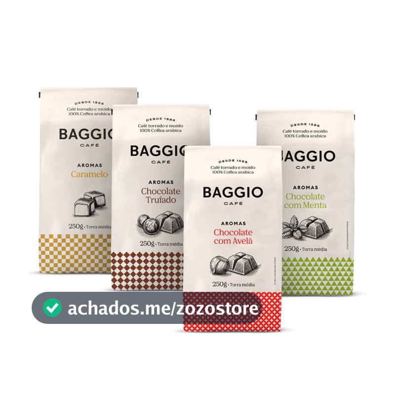 Kit Café Moído Baggio Aromas 1kg (4x250g) - Caramelo, Chocolate Trufado, Chocolate com Avelã e Menta
