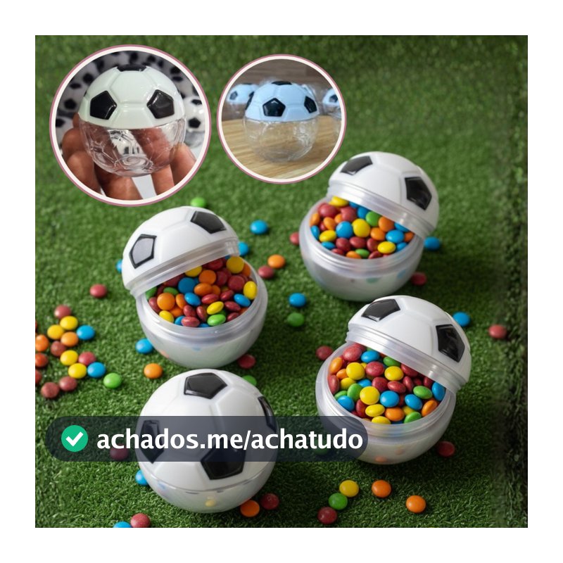 Baleiro Bola de Futebol Lembrancinha 10 Unidades Aniversário Enfeite Plástico Time Festa Tubete