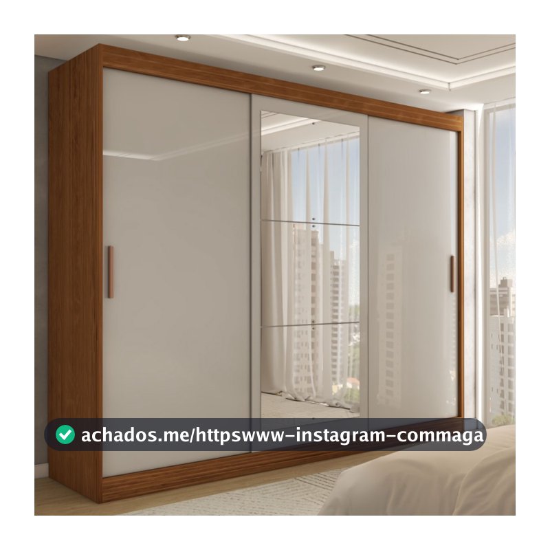 Guarda-Roupa Casal Harvard 3 Portas 2 Gavetas com Espelho 100% Mdf - Panorama Móveis