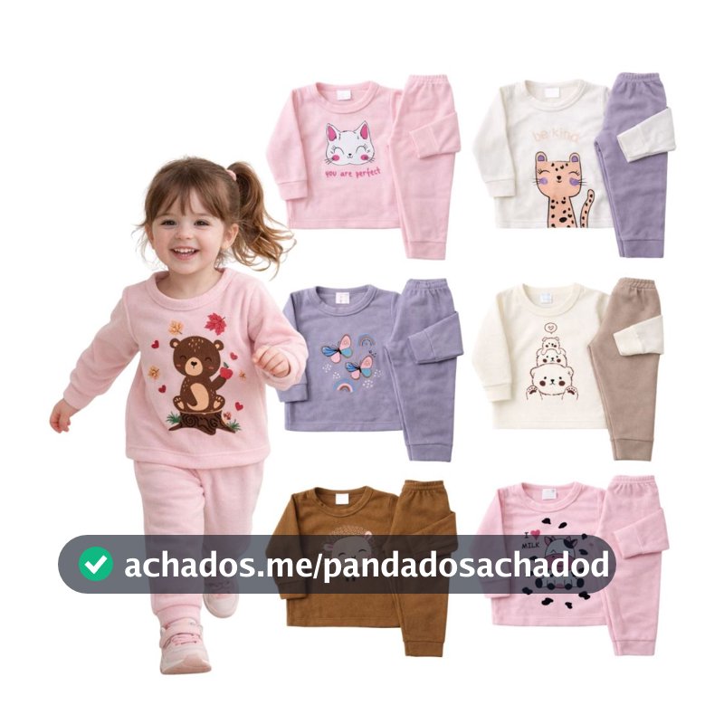 Kit 4 Peças Conjunto Soft Menina Infantil e Bebê Inverno Roupa Frio Infantil Menina
