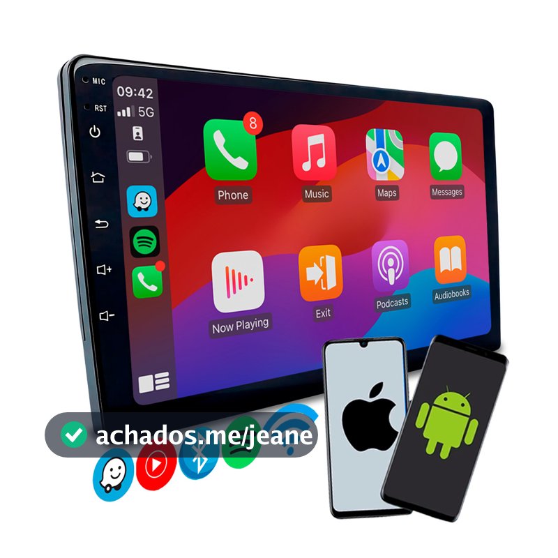 Multimídia 9 Polegadas Mp5 Carplay Android Auto Sem Fio Com Espelhamento de Celular Gps Aplicativos e Entrada Câmera Ré
