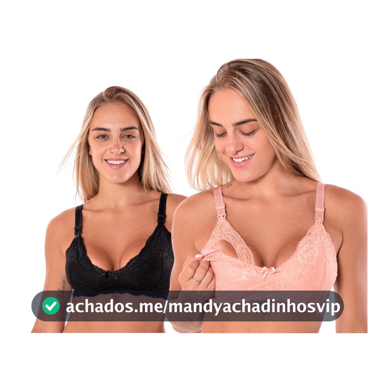 KIT 2 Sutiã de Amamentação Renda Reforçado Gestante Pós Parto