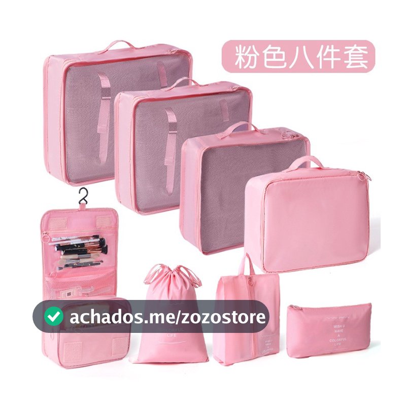 Kit Conjunto 8 Peças Organizador De Viagens Organizadoras Para Malas Bolsa