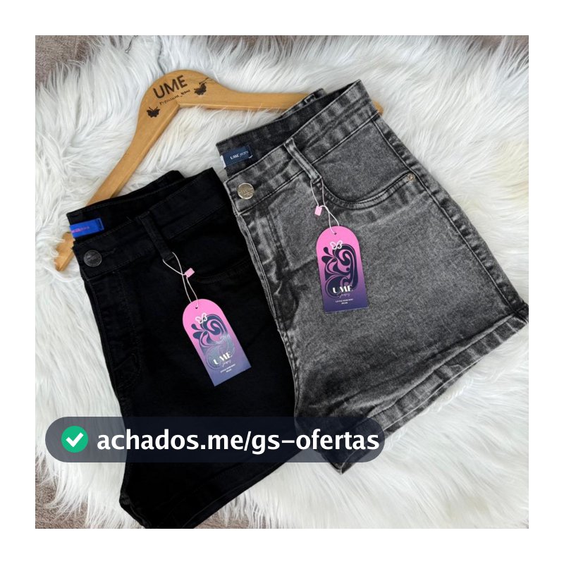 Kit 2 shorts femininos jeans com Lycra preto+marmorizado Ume Jeans Levanta Bumbum Pinça Verão Barato