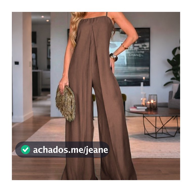 Macacão Feminino com fenda, longo e solto, super elegante