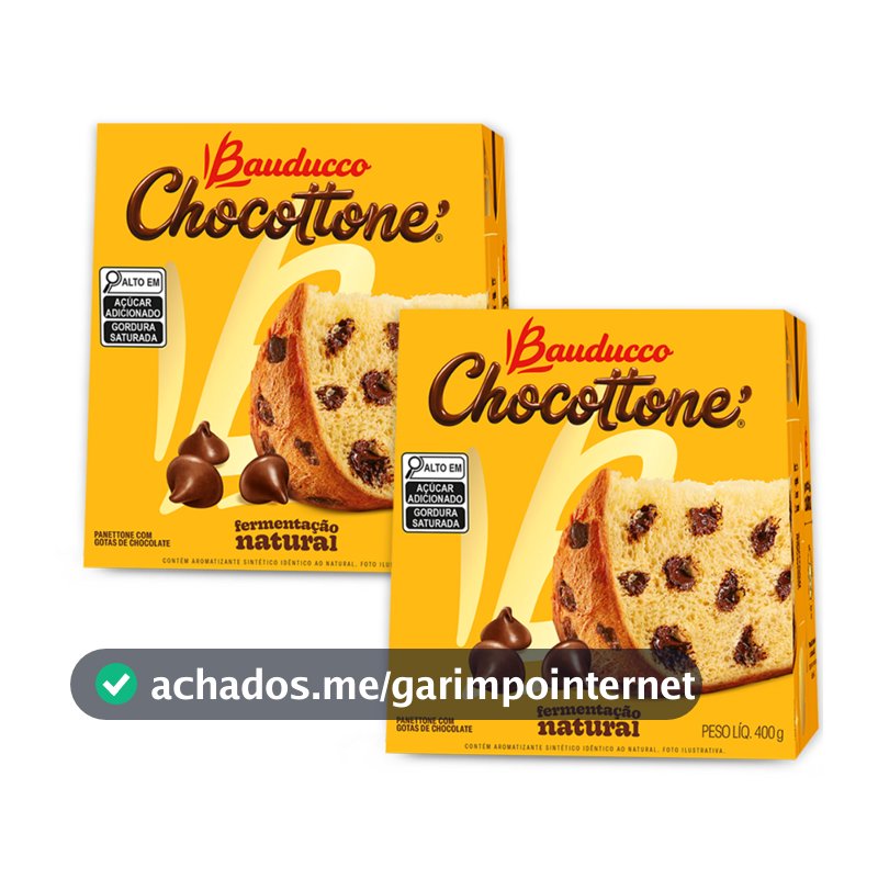 Kit 02 unidades Chocottone com Gotas de Chocolate 400g Bauducco