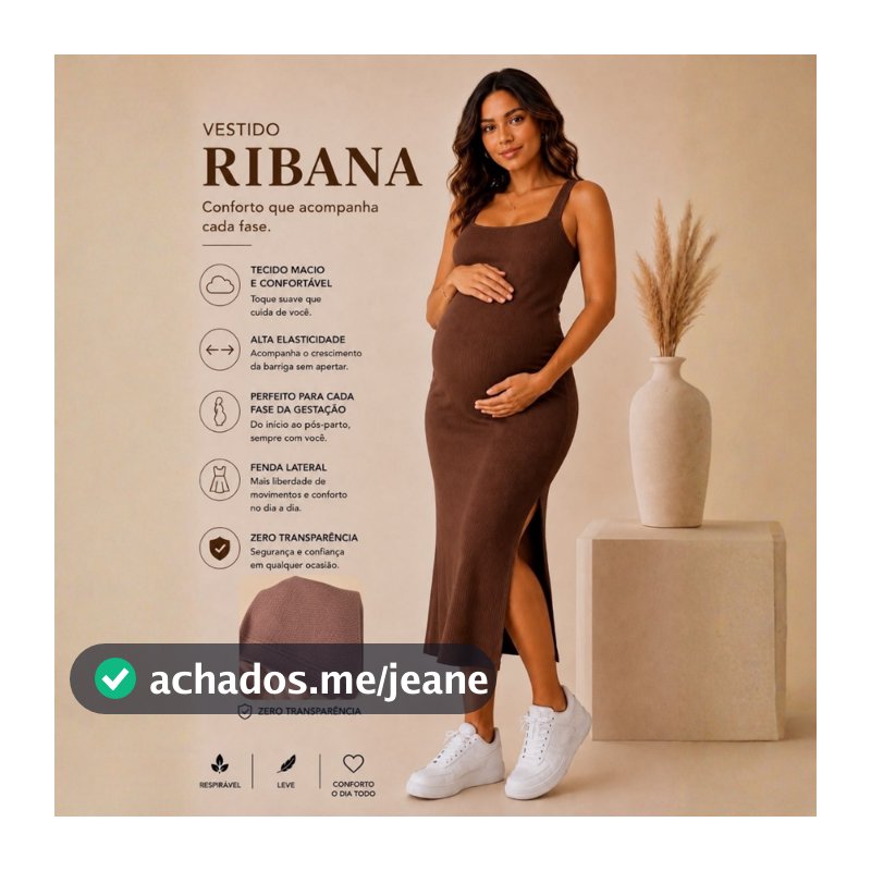 Vestido Longo feminino gestante gravidez com fenda lateral casual diario canelado ribana premium algodão sem manga