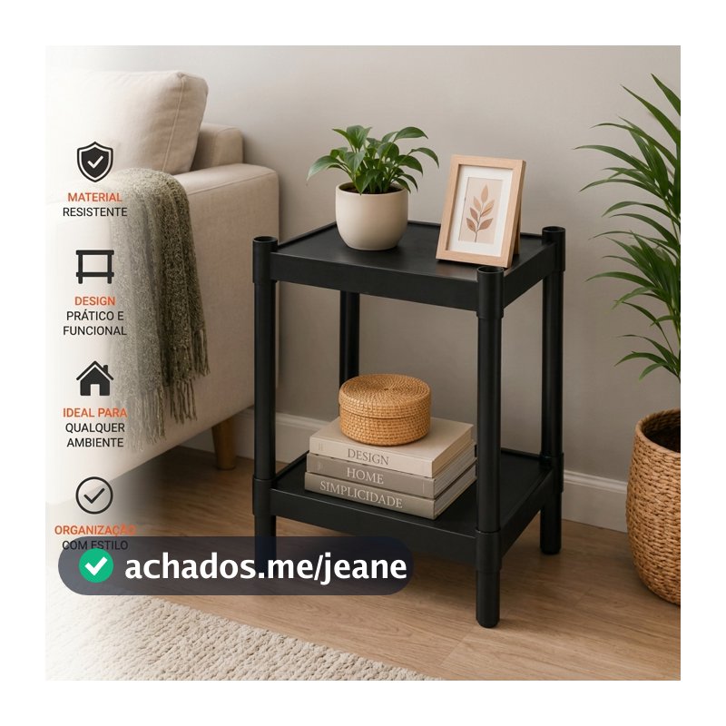 Estante Prateleira Organizadora 2 Andares Preta Multiuso | Banheiro, Cozinha, Quarto, Lavanderia, Sapateira