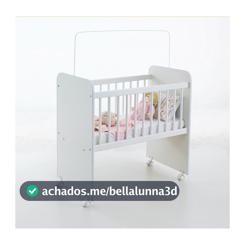 Mini Berço Com Colchão Rodinhas e Suporte de Mosquiteiro