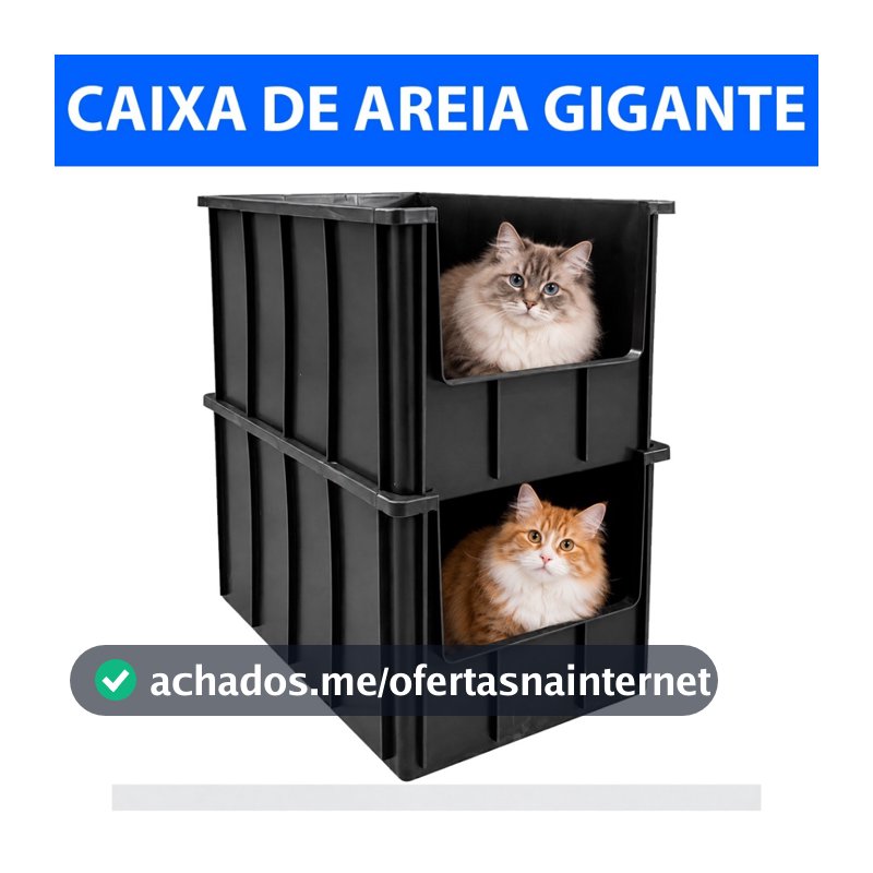 Kit 2 Caixas De Areia Gato Pet Plástica 61 Litros Grande Resistente Organizadora C/ Abertura Frontal