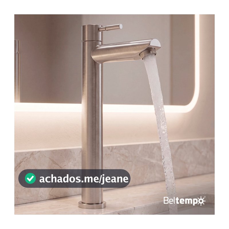 Torneira Para Banheiro De Mesa Bica Alta 1/4 De Volta Aço Inox 304 Elegance Beltempo