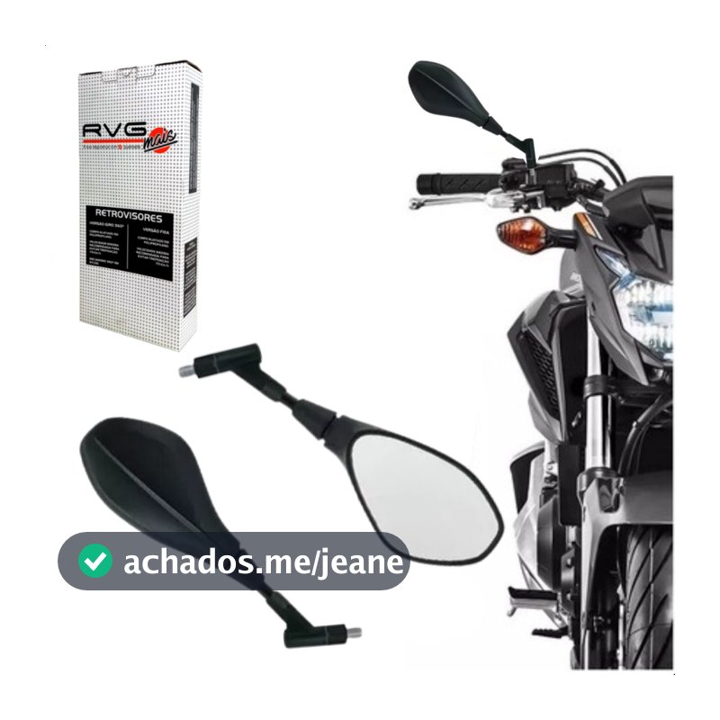 Espelho Retrovisor Modelo F800 RVG Retratil Giro 360 Articulado Lente Convexa Para Honda E Yamaha