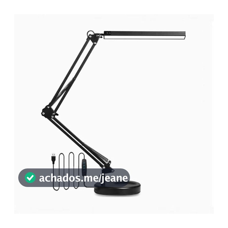 Luminária de Mesa Articulada LED com Braço Flexível 360° Ajustável e Dobrável para Escritório e Estudo