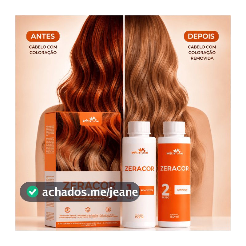 Removedor de Tinta de cabelo ZeraCor Beleza Ruiva 300ml Removedor de Coloração com Queratina Sem Amônia