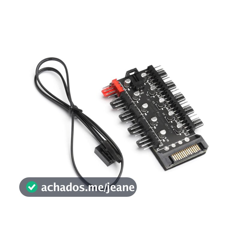 Hub Multi Fans Pwm 4 Pinos Controle Velocidade Adaptador Cooler Ventoinha 10 Portas Sata