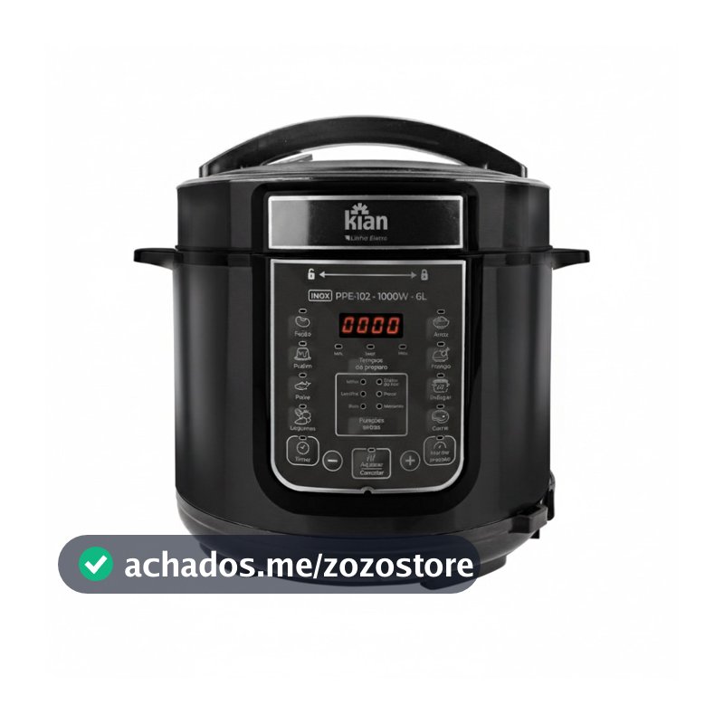 Panela de Pressão Elétrica PPE-102 – 6L Kian Timer Ajustável Controle de Temperatura Cuba Antiaderente Preto