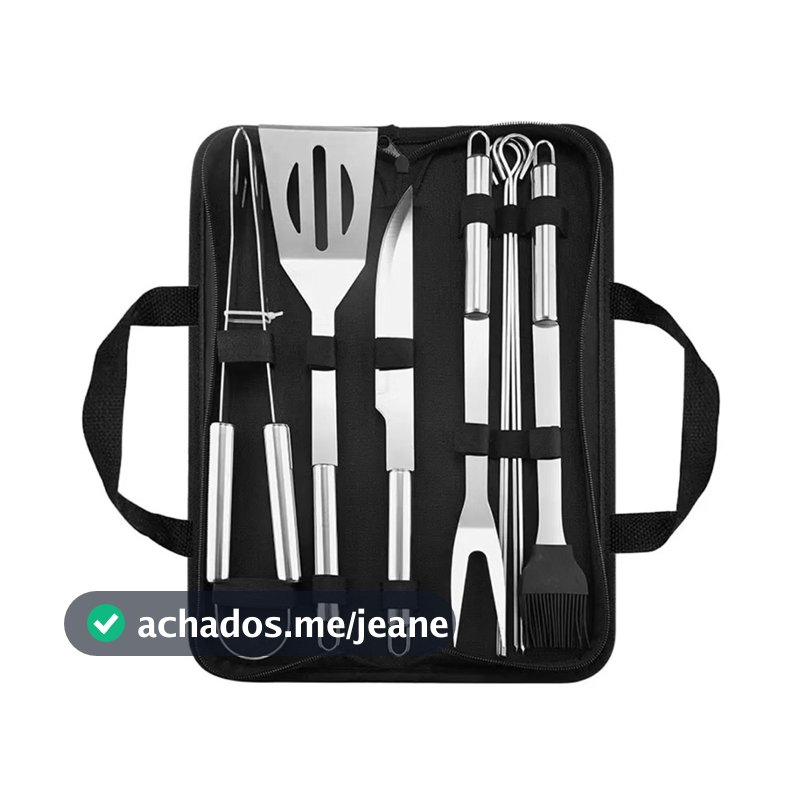 Kit 9 Para Churrasco Profissional Inox Chef Gourmet Utensílios luxo -envio imediato