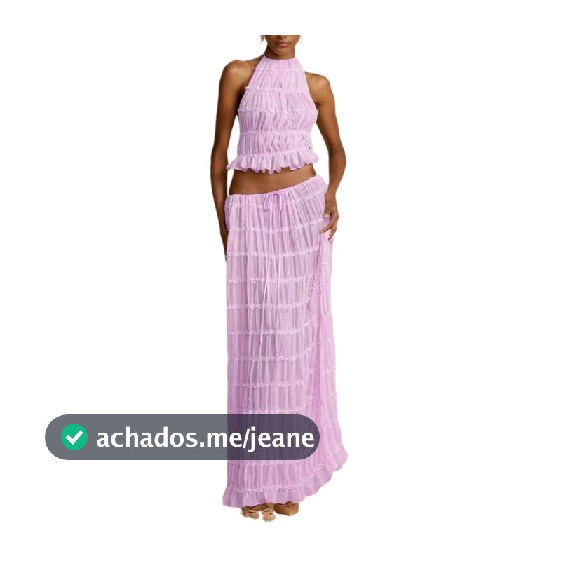 Conjunto Feminino De Renda Sexy Com Gola Halter E Saia Longa De Chiffon , Vestido Chique Retrô Elegante Sem Mangas