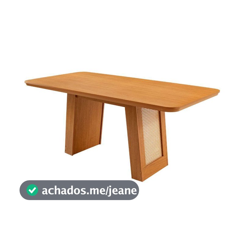 Mesa Jantar Carolina 180cm Tampo Mdf Canto Copo Moderna Naturalle
