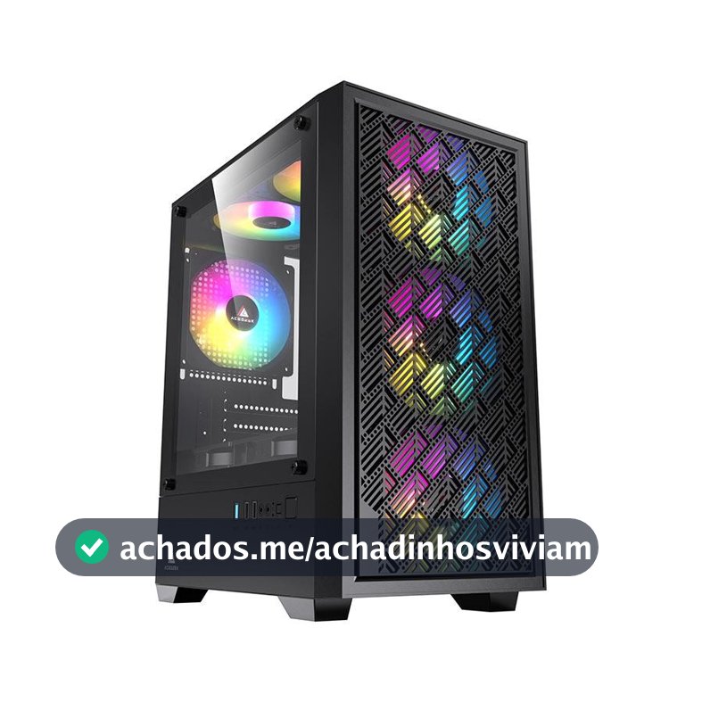 Gabinete Gamer Acegeek Matrix, Mini-Tower, Lateral de Vidro, Preto, AG-MATRIX-BK