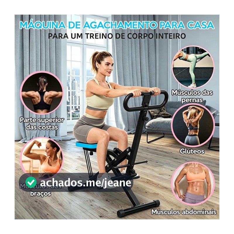 Máquina De Agachamento Dobrável Aparelho De Ginástica Para Glúteos E Pernas Com Visor LCD Treino Em Casa 120kg