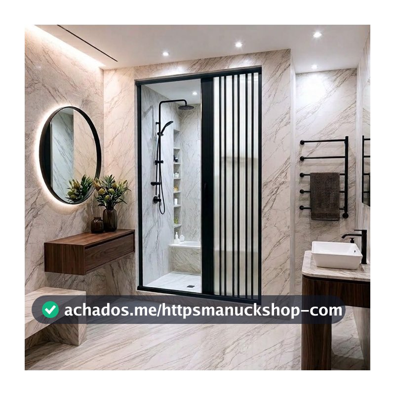 Box para Banheiro Sanfonado 185x115cm PVC Preto Preto