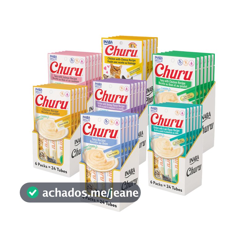 Kit 6 Churu Petisco Para Gatos 336 g - 6 Embalagens De 54 g Cada - Sabores Variados