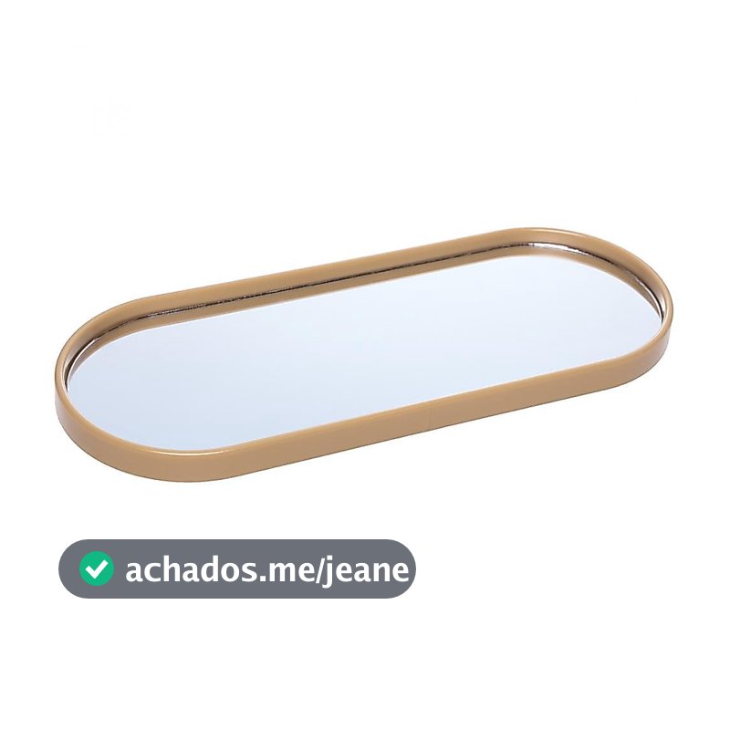 Bandeja com Espelho Perlina 30cm x 12cm x 1,5cm Dourado