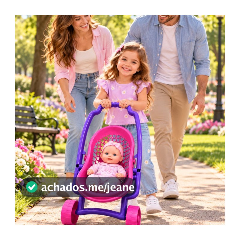 Carrinho de Bebê para Boneca Infantil Carrinho de Passeio Faz de Conta Brinquedo Menina Menino Bebê Reborn Presente 2026