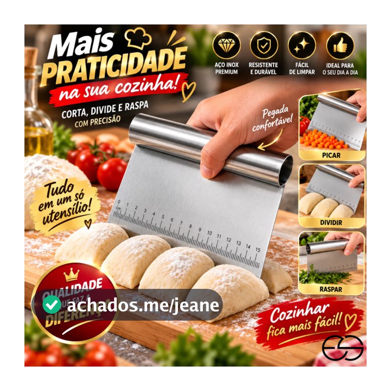 Espátula Tubular Inox Raspadora e Cortador Para Massas, Bolo, Legumes e Cozinha Multiuso
