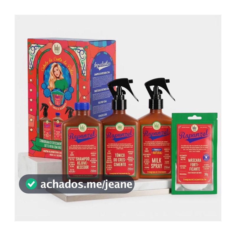 Kit Lola Rapunzel Linha Crescimento Capilar - Shampoo + Máscara + Tonico + Milk